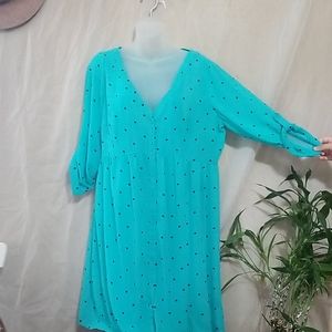 Torrid dress with blue with small black hearts